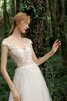 Spitze Leuchtenden Sittsames Bodenlanges Brautkleid mit Schaufel Ausschnitt - 5