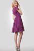 V-Ausschnitt Empire Taille a linie kurzes einfaches Brautjungfernkleid aus Chiffon - 3