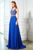 Abito da Sera Schiena Nuda Moderno in Chiffon Lungo Spazzola Treno - 4