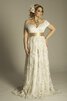 Sweep Zug A-Line einfaches bodenlanges Brautkleid mit Applike mit Gürtel - 3