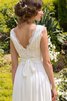 Abito da Sposa con Piega con Nastro A-Line Senza Maniche Semplice con Fusciacca - 3