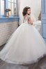 Abito da Cerimonia Bambini con Perline Tondo Ball Gown Senza Maniche in Tulle - 2