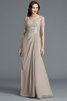 A-Line Normale Taille Chiffon Bodenlanges Brautmutterkleid mit Halben Ärmeln - 4