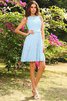 Robe demoiselle d'honneur courte naturel encolure ronde avec zip a-ligne - 18