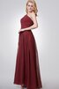 Chiffon plissiertes langes luxus bodenlanges Brautjungfernkleid ohne Ärmeln - 2