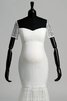Reißverschluss plissiertes kurze Ärmeln Modern Elegantes schlichtes Brautkleid - 3