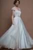Vestido de Novia de Cola Barriba de Joya de Escote en V de Natural de Hasta el suelo - 3