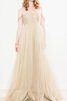 Robe demoiselle d'honneur romantique distinguee jusqu'au sol textile en tulle d'epaule ecrite - 1