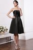 A Linie Elastischer Gewebter Satin Normale Taille Knielanges Kurzes Brautjungfernkleid - 5
