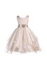 Abito da Cerimonia Bambini Sotto Ginocchio in Organza A-Line Senza Maniche con Fusciacca Tondo - 1