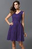 A-Line Prinzessin Reißverschluss Mini Brautjungfernkleid mit V-Ausschnitt - 24