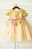Tüll A-Linie Normale Taille Schaufel-Ausschnitt Prinzessin Blumenmädchenkleid - 2