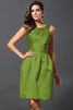 Satin Bateau Knielanges Brautjungfernkleid mit Natürlicher Taille mit Reißverschluss - 15