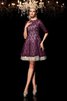 Ärmelloses A-Linie Prinzessin Kurzes Cocktailkleid mit Halben Ärmeln - 4