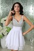 Abito Laurea con Perline in Chiffon V-Scollo Corto - 3