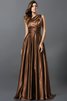 Vestido de Dama de Honor de Corte-A de Natural de Plisado de Hasta el suelo - 16