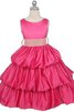 Ärmellos Bateau Blumenmädchenkleid mit Schichtungen mit Rüschen - 1