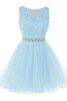 Robe de cocktail fermeutre eclair au niveau de genou textile en tulle onirique nature - 1