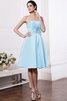 A Linie Elastischer Gewebter Satin Normale Taille Knielanges Kurzes Brautjungfernkleid - 17