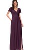 Abito da Damigella A-Line con Manica Corte in Chiffon V-Scollo - 1