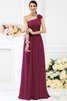 Reißverschluss Chiffon Sittsames Brautjungfernkleid ohne Ärmeln mit Blume - 5