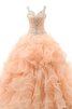 Chiffon Herz-Ausschnitt bodenlanges Quinceanera Kleid mit Applike mit Rüschen - 1