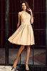 Robe demoiselle d'honneur naturel avec sans manches au drapée elevé avec chiffon - 6