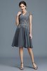 A-Line Prinzessin V-Ausschnitt Knielanges Brautmutterkleid mit Jacke - 4