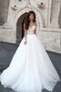 Juwel Ausschnitt A-Line Herz-Ausschnitt lange Ärmeln schulterfrei Elegantes Brautkleid - 1