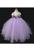 Tüll Ärmelloses knöchellanges Blumenmädchenkleid mit Blume mit Plissierungen - 1