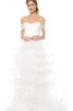Abito da Sposa Spazzola Treno in Organza Naturale A-Line con Increspature Cappellino - 1
