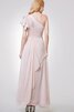 Robe demoiselle d'honneur facile elégant ruché d'épaule asymétrique avec manche courte - 2