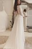 Robe de mariée plissé longue romantique avec chiffon de traîne courte - 2