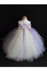 Duchesse-Linie Empire Taille Tüll knöchellanges Blumenmädchenkleid mit Rüschen - 4