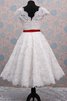 Abito da Sposa con Nastro Elegante A-Line Semplice con Fusciacca Sotto Ginocchio - 2