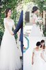 Abito da sposa in pizzo con piega con manica corte eccellente fuori dalla spalla naturale - 1