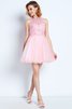 Normale Taille Ärmelloses Prinzessin Mini Cocktailkleid mit Rüschen - 3