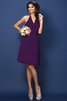 Natürliche Taile Chiffon Nackenband A-Line Kurzes Brautjungfernkleid - 14