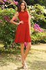 Robe demoiselle d'honneur courte naturel encolure ronde avec zip a-ligne - 23