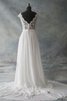 Gekerbter Ausschnitt Chiffon schlichtes luxus Brautkleid mit Knöpfen aus Spitze - 4