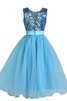 Robe de cortège enfant pailleté textile en tulle col u profond a-ligne avec zip - 2