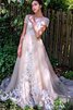 Robe demoiselle d'honneur courte intemporel textile en tulle avec manche courte a-ligne - 1