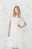 Robe de mariée vintage de col bateau ligne a avec manche courte de longueur à genou - 4