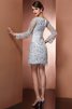 Perlenbesetztes Normale Taille Mini Brautmutterkleid mit V-Ausschnitt mit Applikation - 2