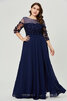 3 /4 Länge Ärmeln Wunderbar Sittsames Bodenlanges Luxus Abendkleid - 6