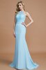 Schaufel-Ausschnitt Normale Taille Ärmelloses Sweep Zug Brautjungfernkleid aus Chiffon - 4