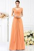 Chiffon Prinzessin Bodenlanges Brautjungfernkleid mit Kurzen Ärmeln mit Drapierung - 20