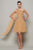 Robe demoiselle d'honneur naturel courte ligne a d'épaule asymétrique de princesse - 12
