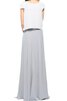 Abito da Damigella V-Scollo in Chiffon con Manica Corte con Fiocco A-Line A Terra - 2