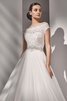 Sweep Zug Strand Zickzack Ausschnitt A-Linie bodenlanges Brautkleid mit Applikation - 2